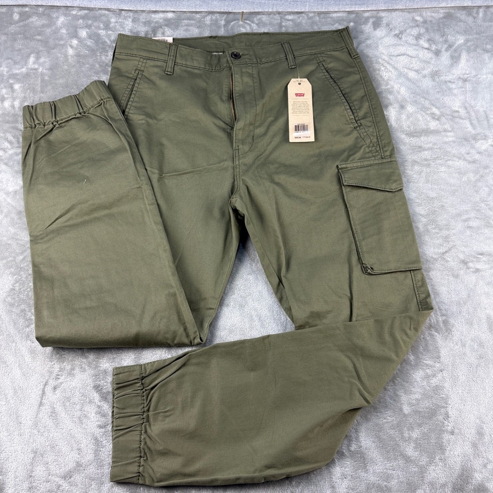 Levi's Cargo Pants Mens 36x34 Banded Cargo Olive Green Stretch NEW